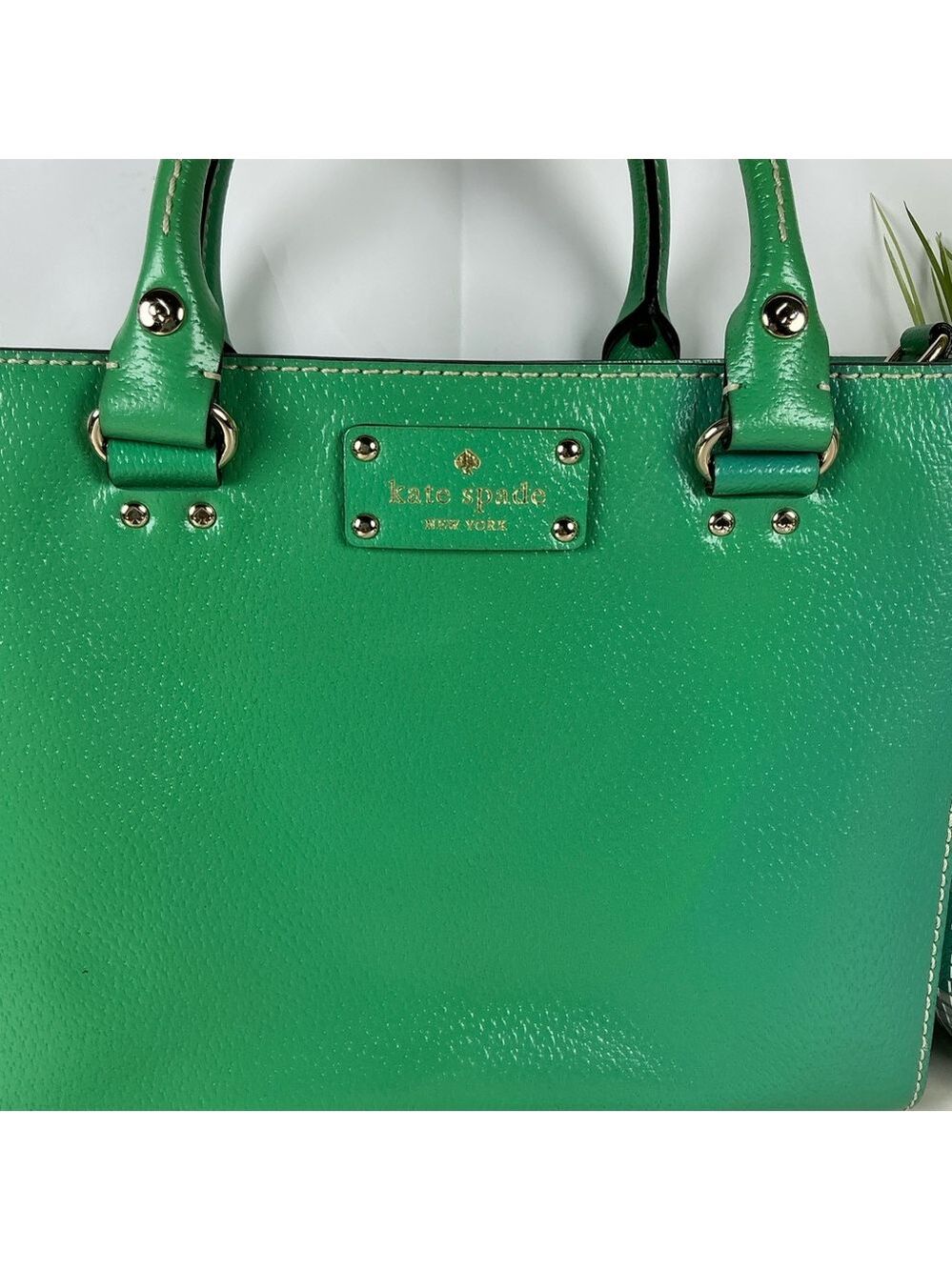 Kate Spade Quinn Wellesley Vibrant Green Satchel Crossbody Hand Bag Fall Spring‎ - Picture 6 of 13